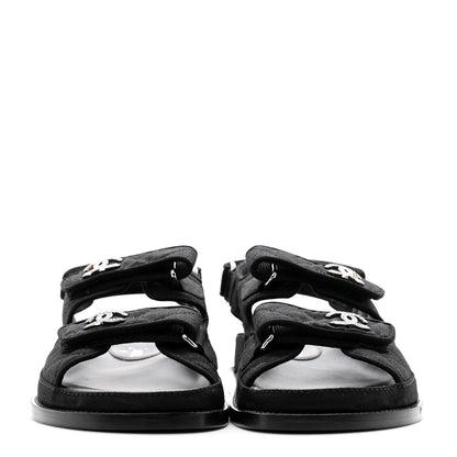 Chanel Mixed Fibers Velcro Dad Sandals 38 Black 38 Black 2 of 9