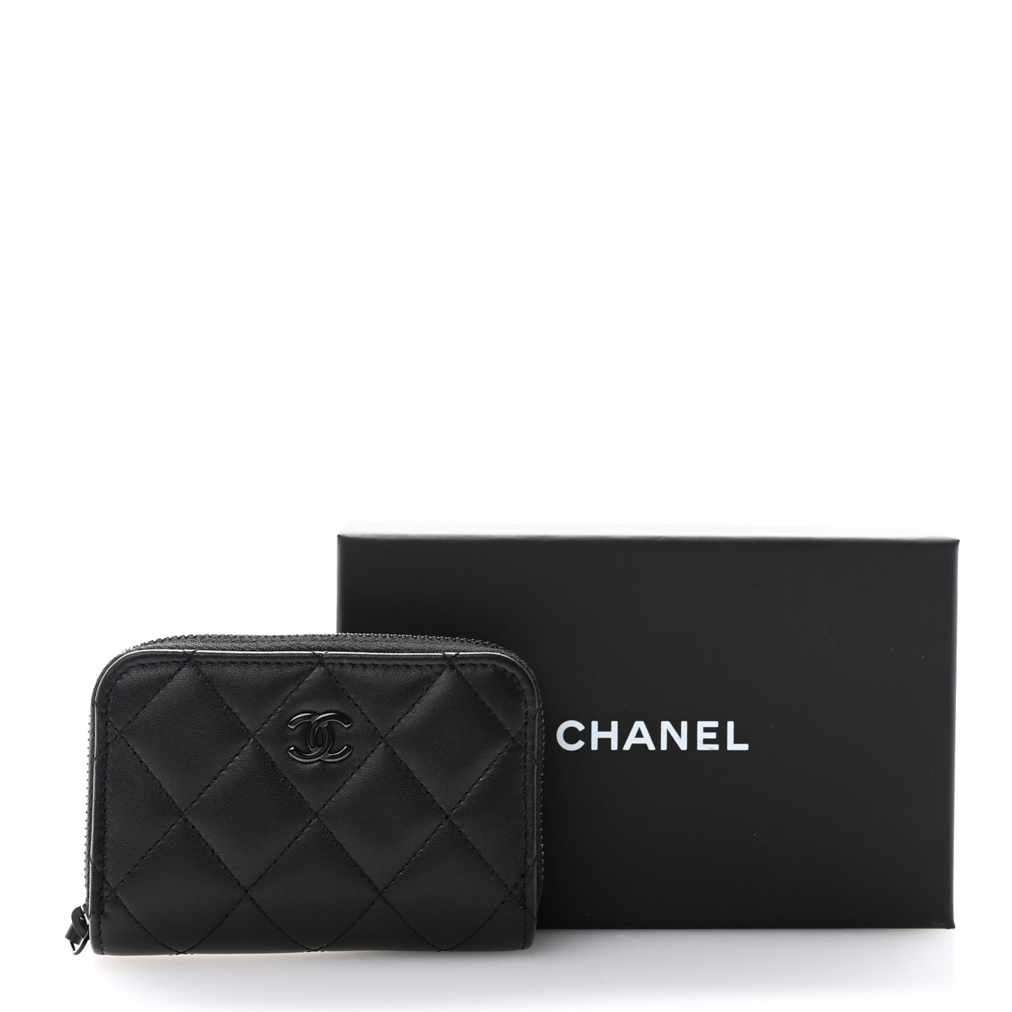 Lambskin Quilted Zip Coin Purse So Black