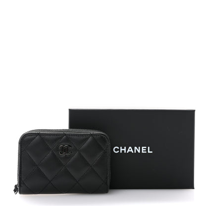 Chanel Lambskin Quilted Zip Coin Purse So Black 8 of 8