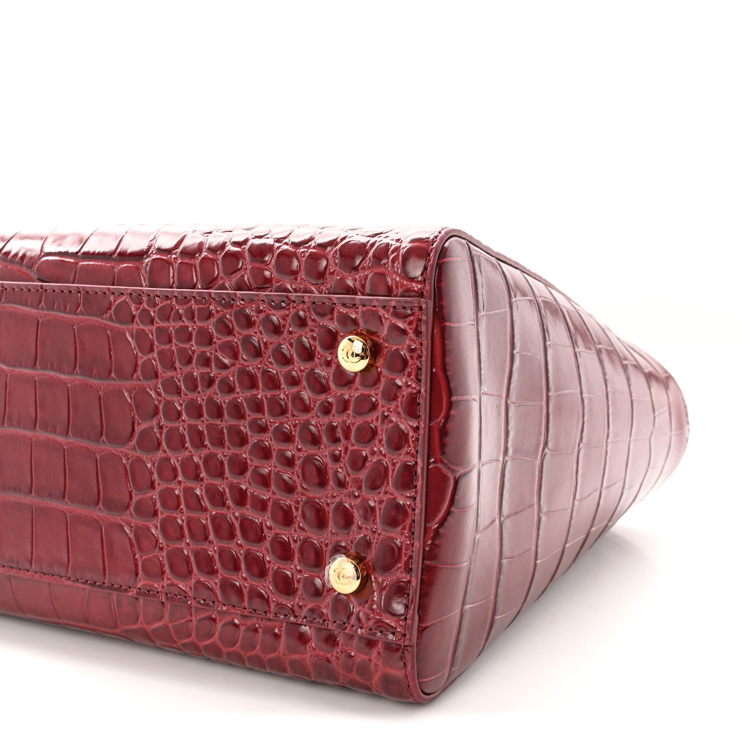 Chanel Calfskin Crocodile Embossed Archetype Small Shopping Tote Burgundy 10 of 10