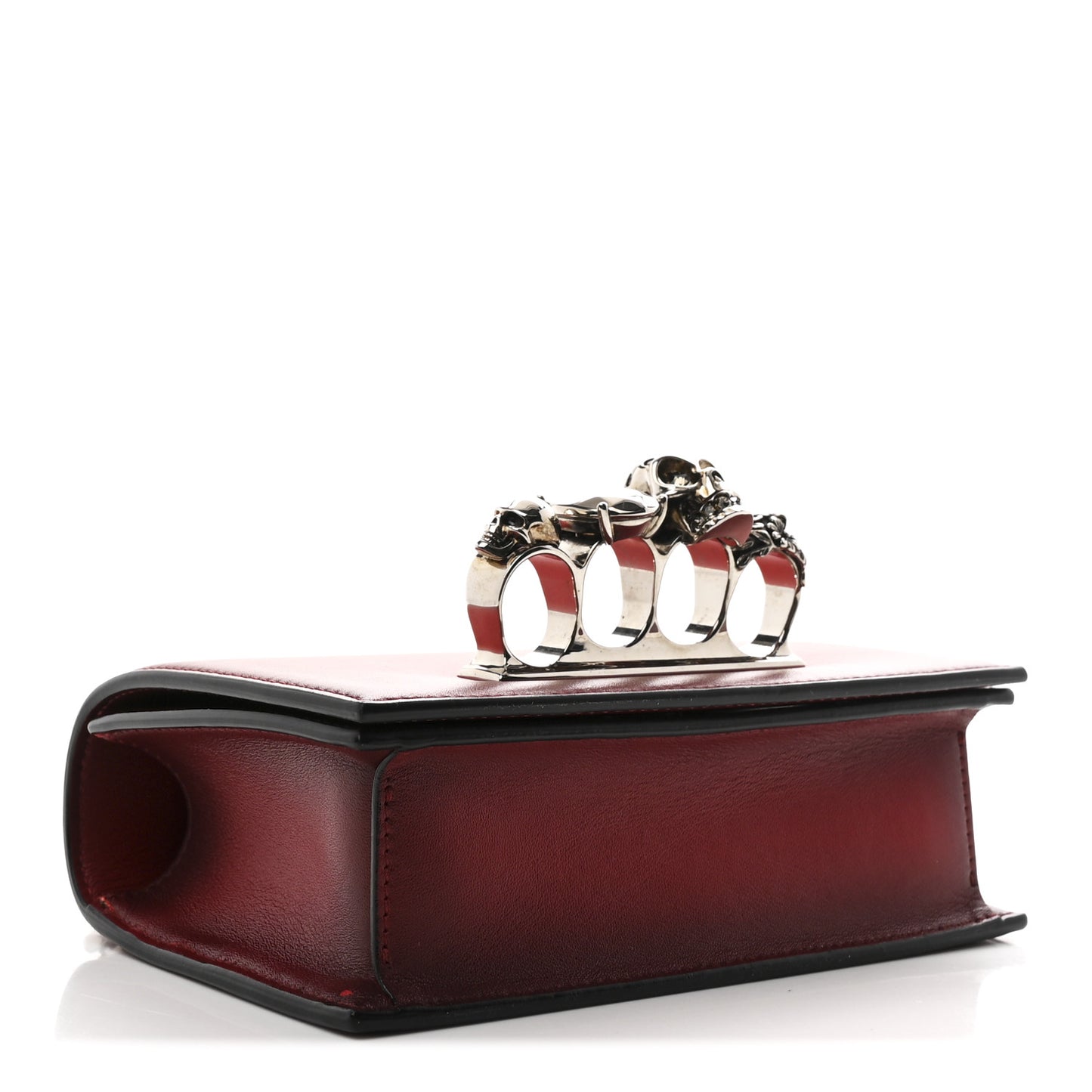 Ombre Calfskin Knuckle Jeweled Satchel Red Multicolor