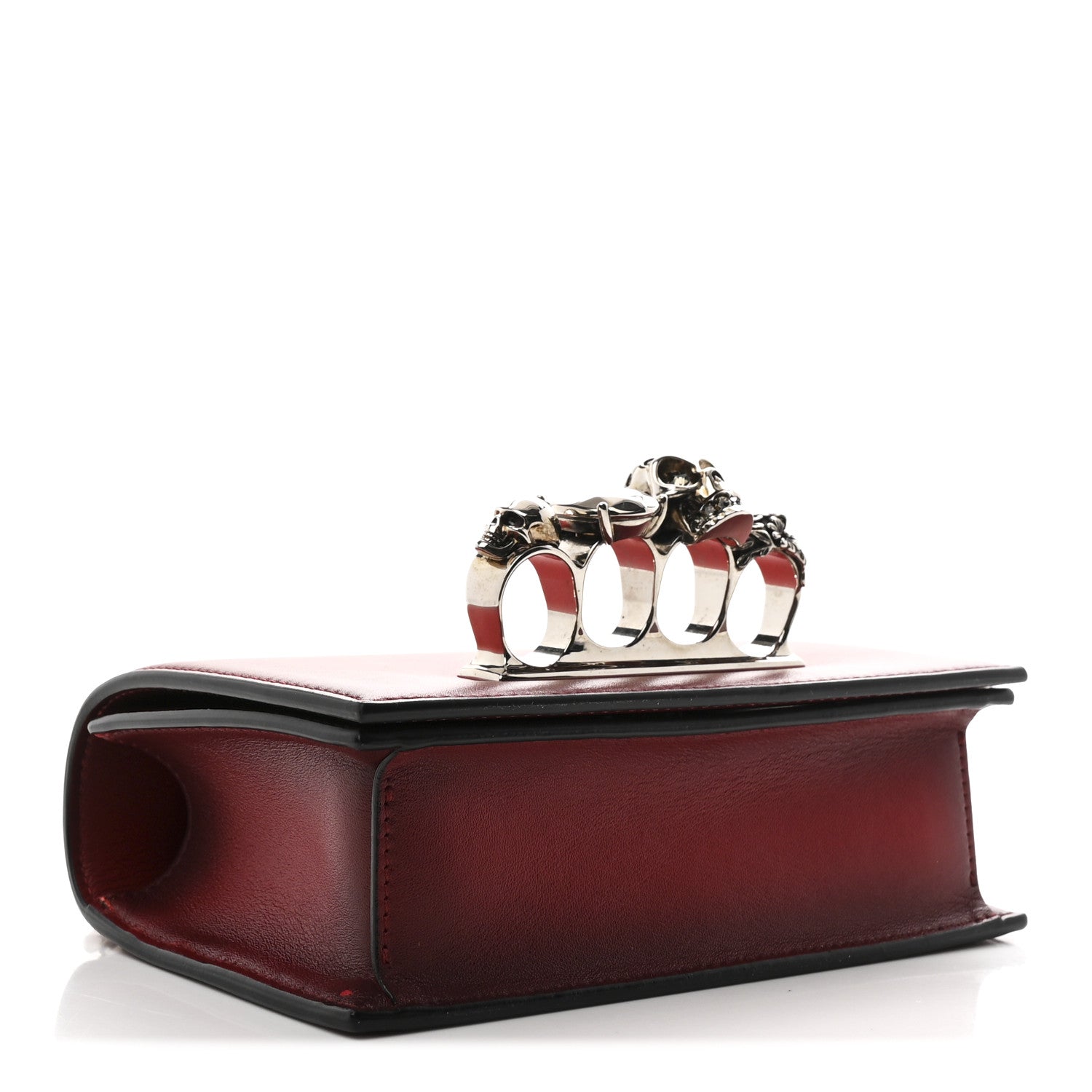 Alexander McQueen Ombre Calfskin Knuckle Jeweled Satchel Red Multicolor 5 of 13