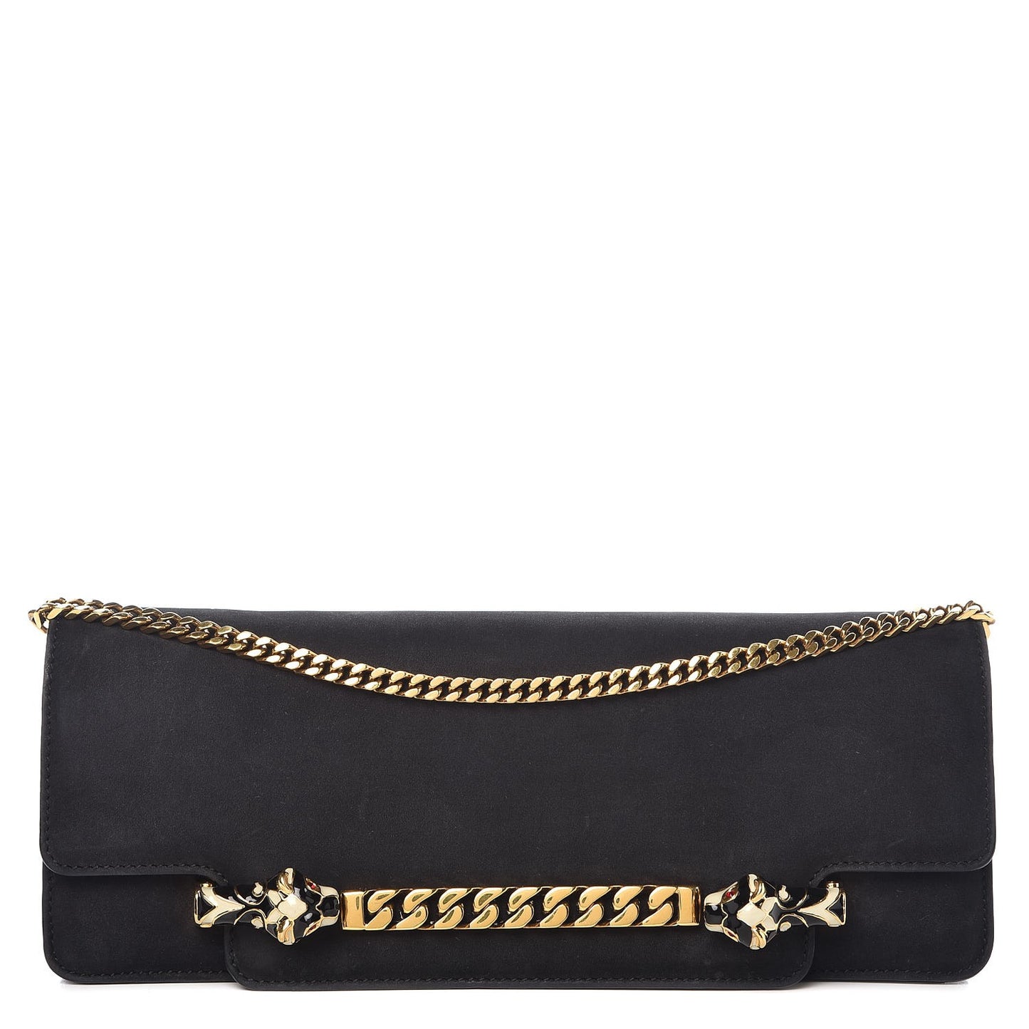 Suede Chain Clutch Black