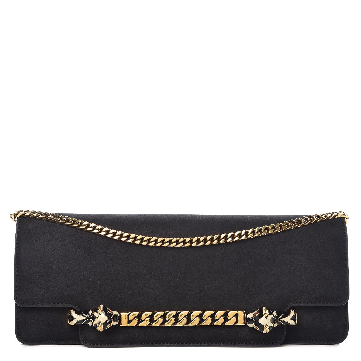 Gucci Suede Chain Clutch Black 1 of 9