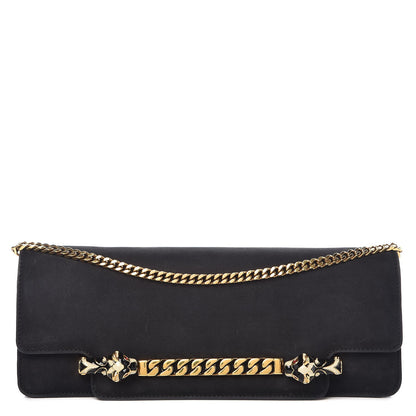 Gucci Suede Chain Clutch Black 1 of 9