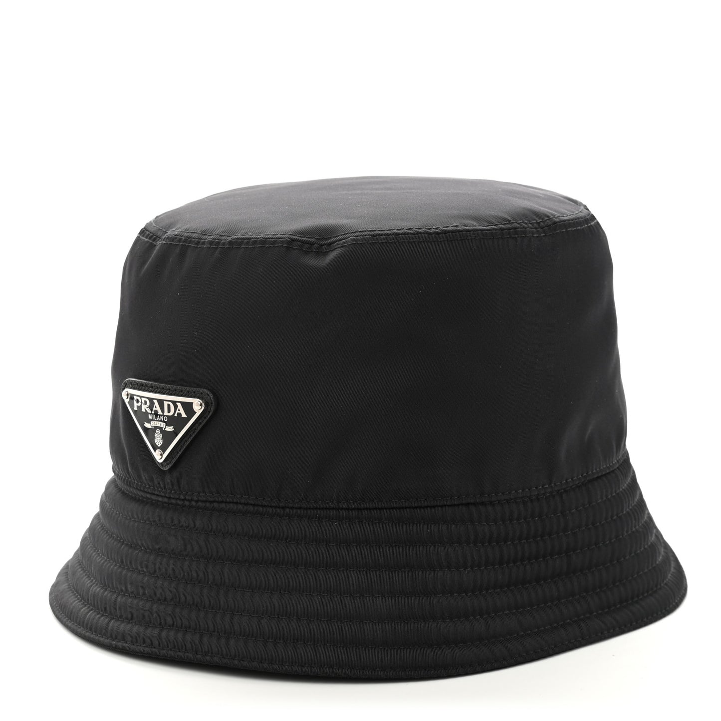 Re-Nylon Metal Triangle Logo Womens Bucket Hat L Black