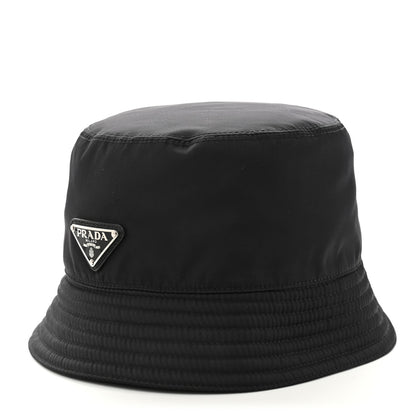 Prada Re-Nylon Metal Triangle Logo Womens Bucket Hat L Black 1 of 10