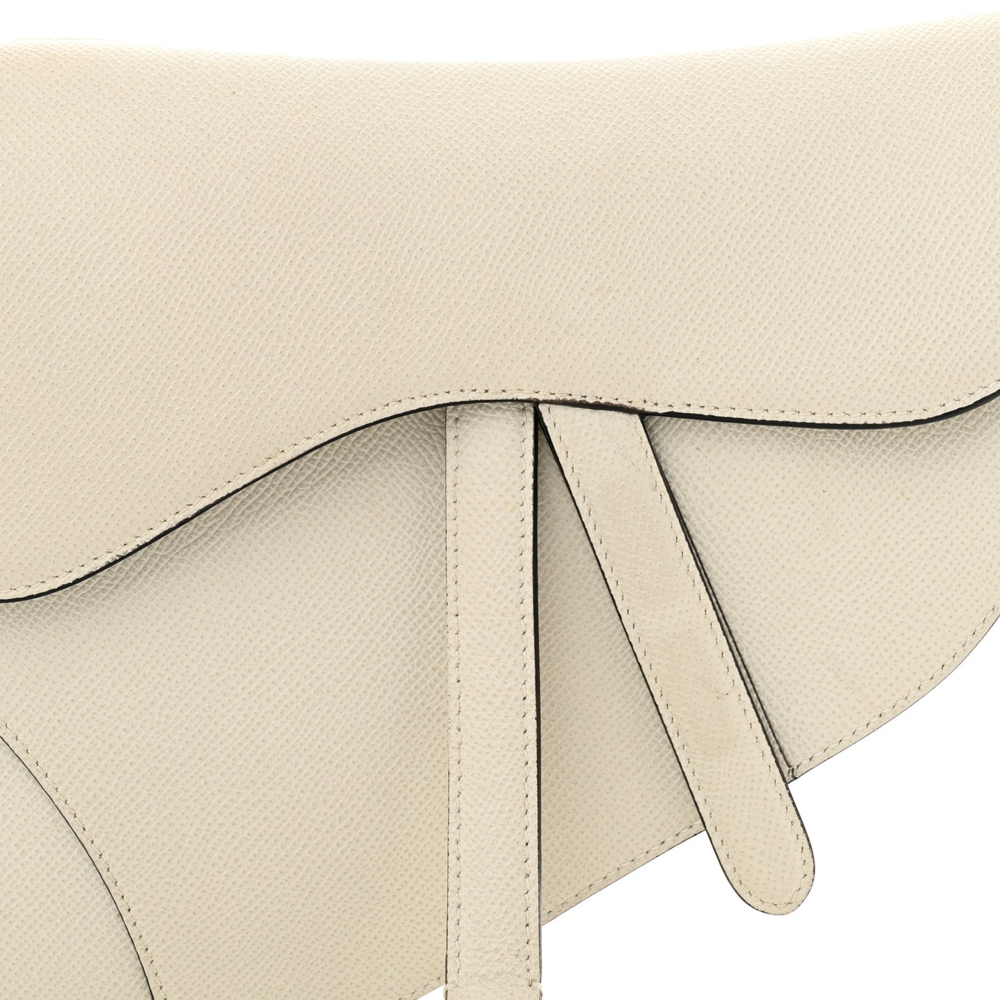 Grained Calfskin Saddle Bag White