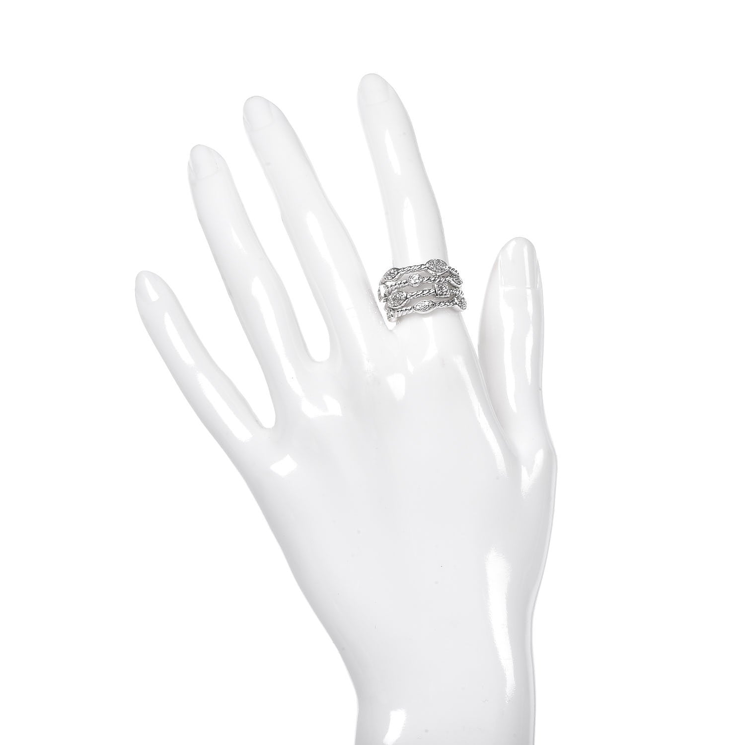 David Yurman Sterling Silver Diamond Confetti 4 Row Ring 50 5.5 2 of 6