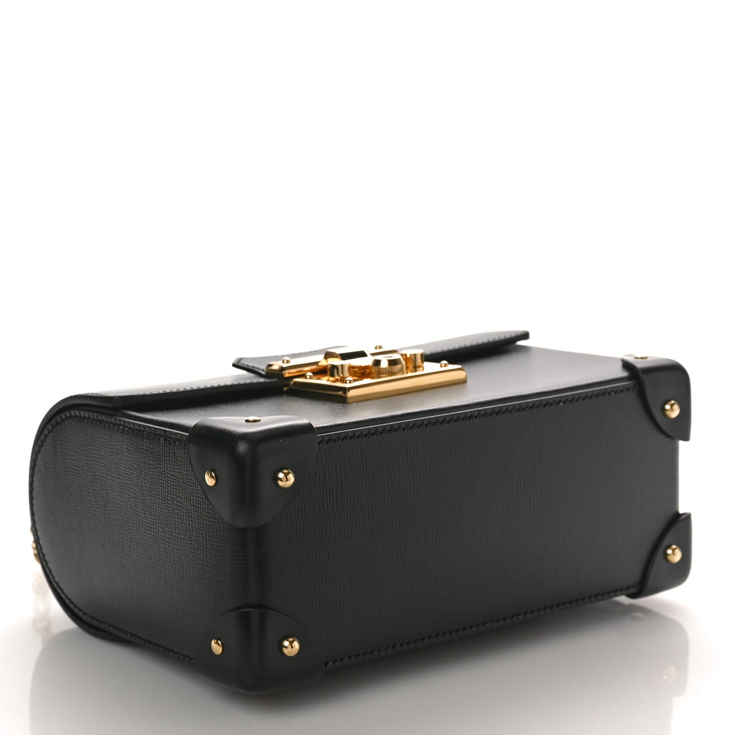 Calfskin Small Padlock Bamboo Shoulder Bag Black
