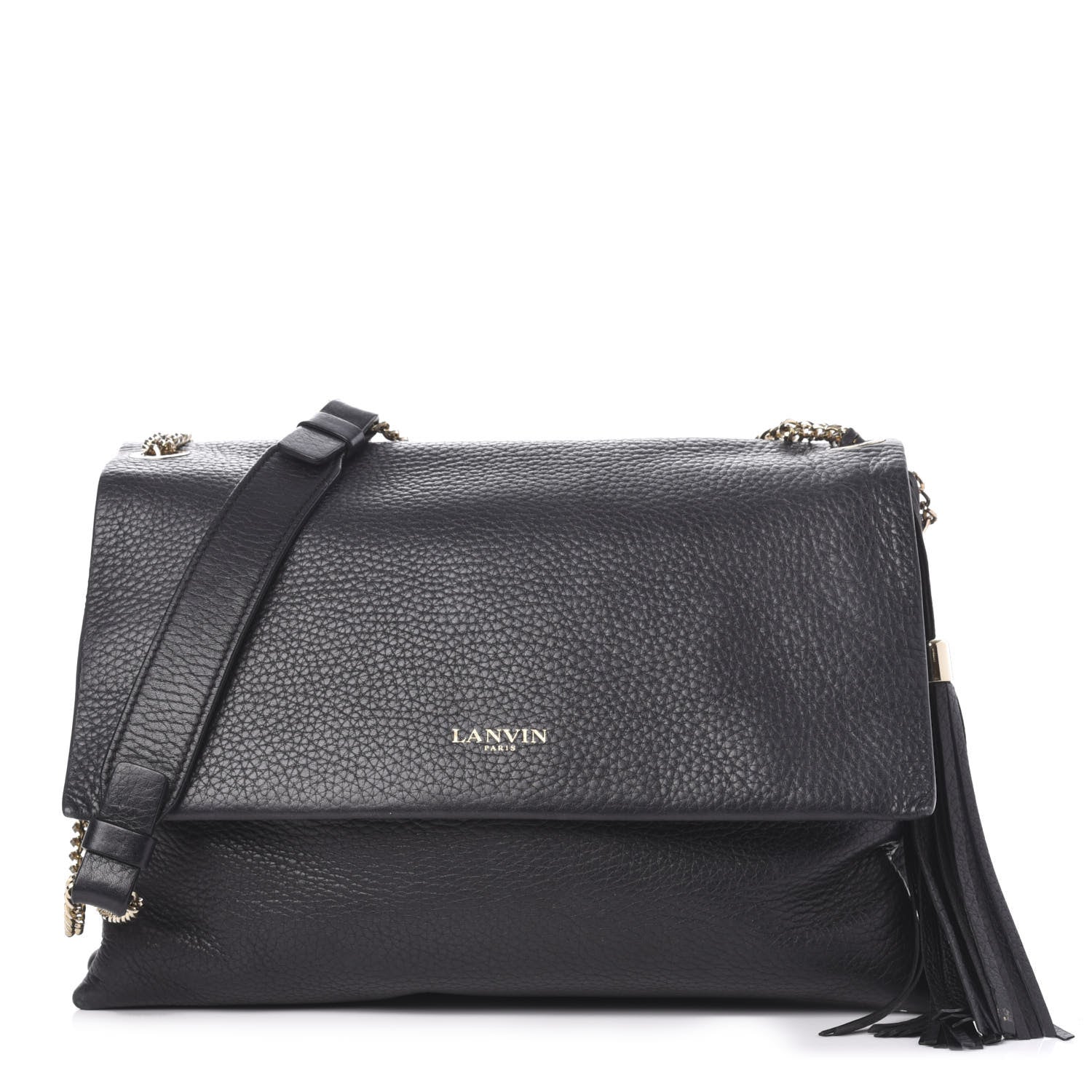 Lanvin Grained Calfskin Medium Sugar Flap Shoulder Bag Black 1 of 12
