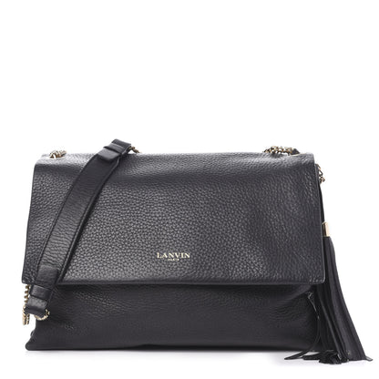 Lanvin Grained Calfskin Medium Sugar Flap Shoulder Bag Black 1 of 12