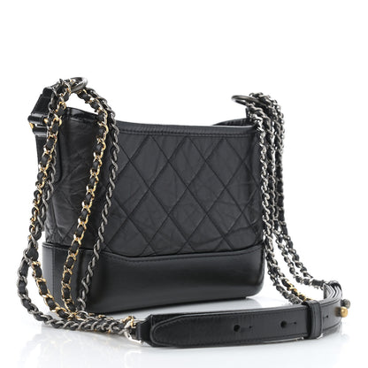 Chanel Aged Calfskin Quilted Small Gabrielle Hobo Black 3 of 11