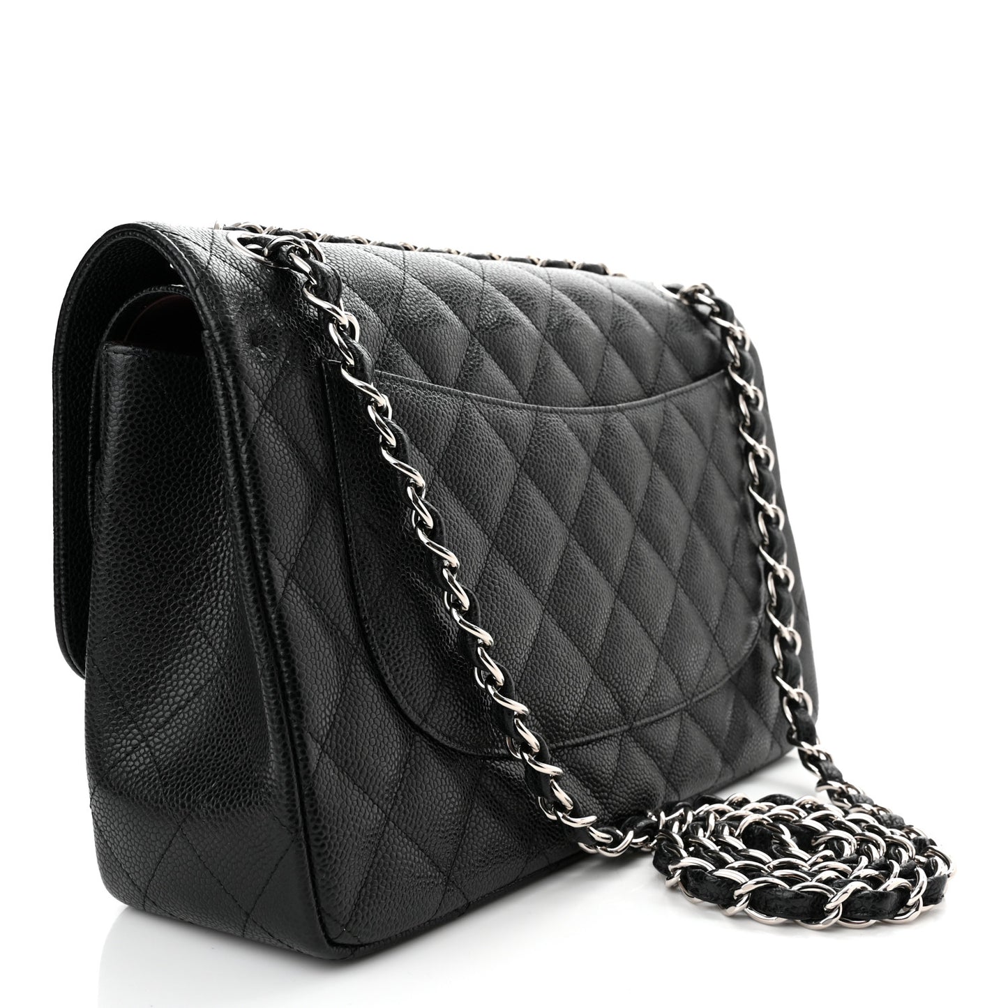 Caviar Quilted Jumbo Double Flap Black