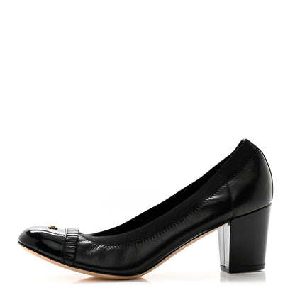 Chanel Lambskin Patent CC Elastic Cap Toe Ballerina Pumps 39.5 Black 1 of 10