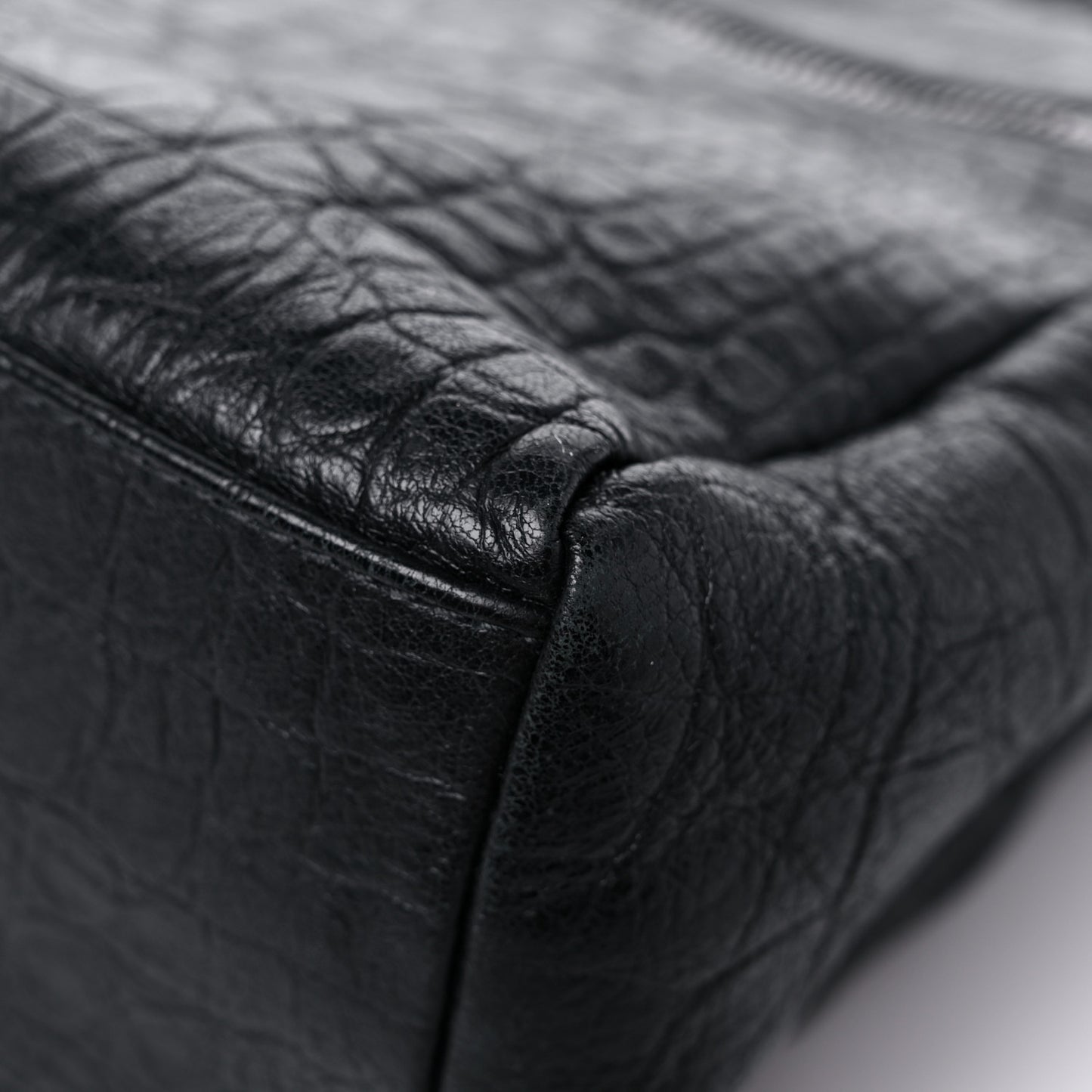 Calfskin Crocodile Embossed Medium West Hollywood Monogram Fold-Over Black