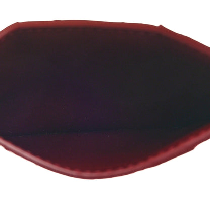 Bottega Veneta Gloss Calfskin Crocodile Embossed Card Holder Wallet Burgundy 5 of 8