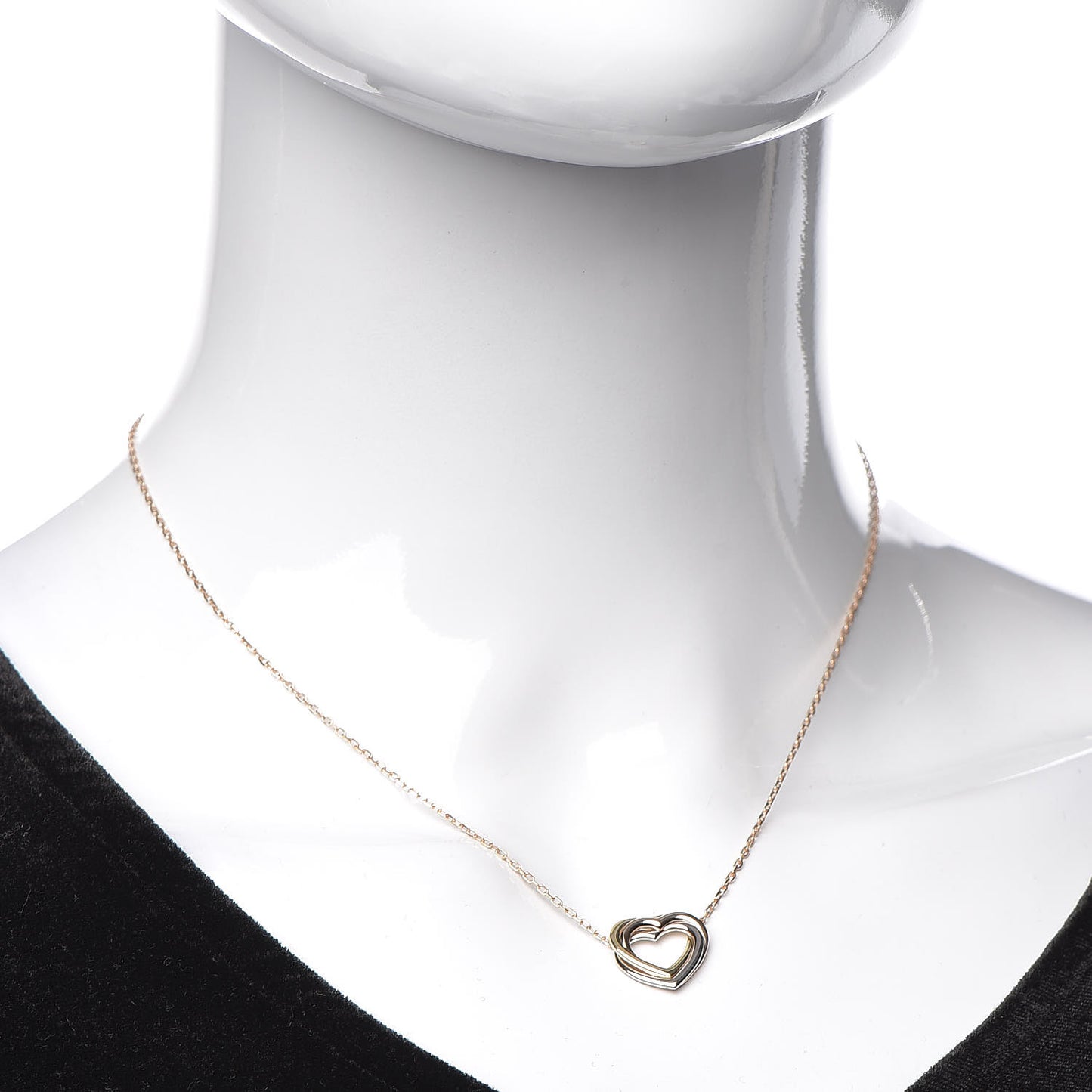 18K Pink Yellow White Gold Trinity Heart Necklace