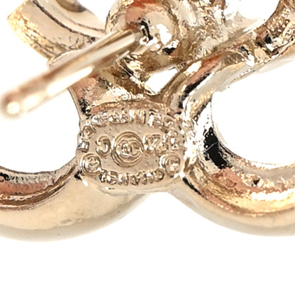 Chanel Metal Crystal CC Logo Heart Earrings Gold 4 of 4