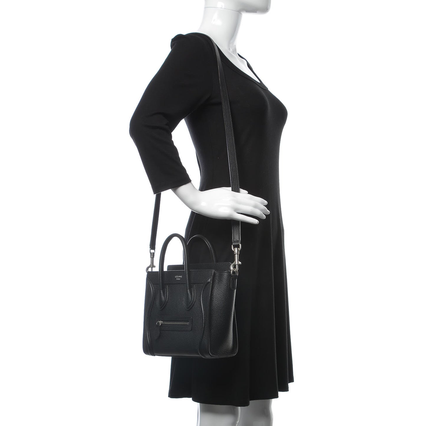 Drummed Calfskin Nano Luggage Black