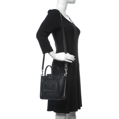 Celine Drummed Calfskin Nano Luggage Black 2 of 8