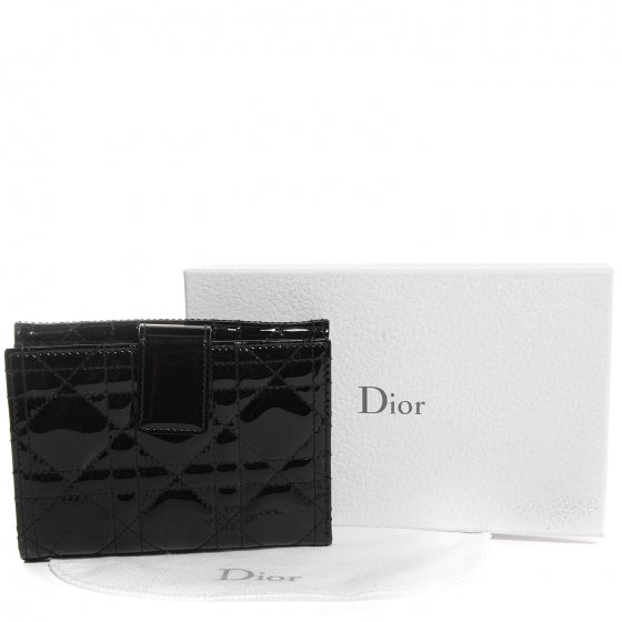 Christian Dior Patent Cannage Lady Dior French Wallet Black 6 of 8