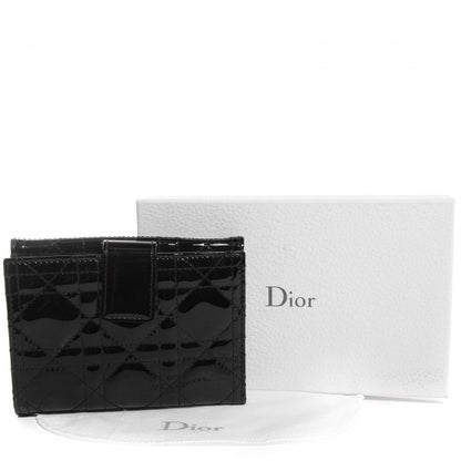 Christian Dior Patent Cannage Lady Dior French Wallet Black 6 of 8