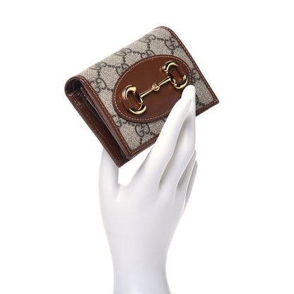 Gucci GG Supreme Monogram Horsebit 1955 Card Case Wallet Beige Ebony Brown Sugar 2 of 7