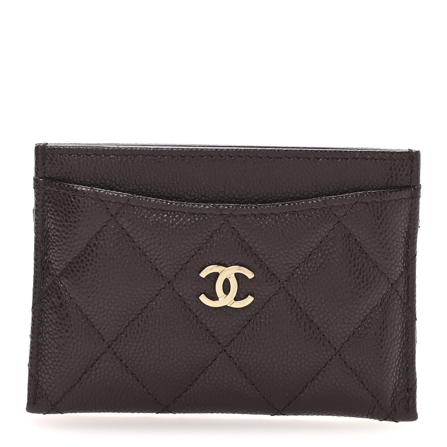 Chanel Caviar Quilted Card Holder Dark Brown 1 of 9