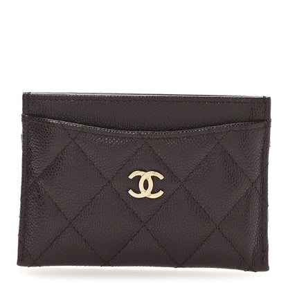 Chanel Caviar Quilted Card Holder Dark Brown 1 of 9