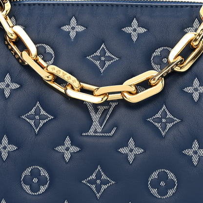 Louis Vuitton Lambskin Embossed Monogram Coussin PM Denim Blue 10 of 12