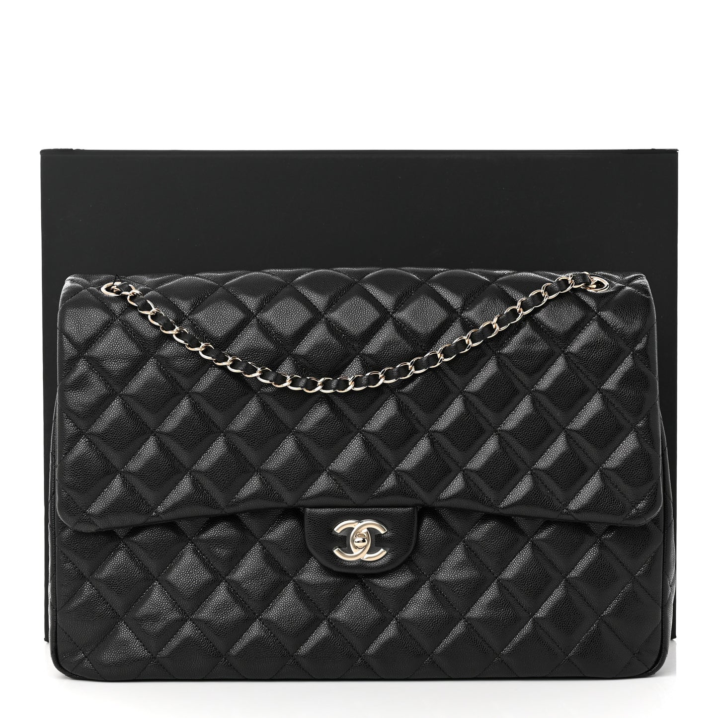 Caviar Quilted XXL Travel Flap Bag Black
