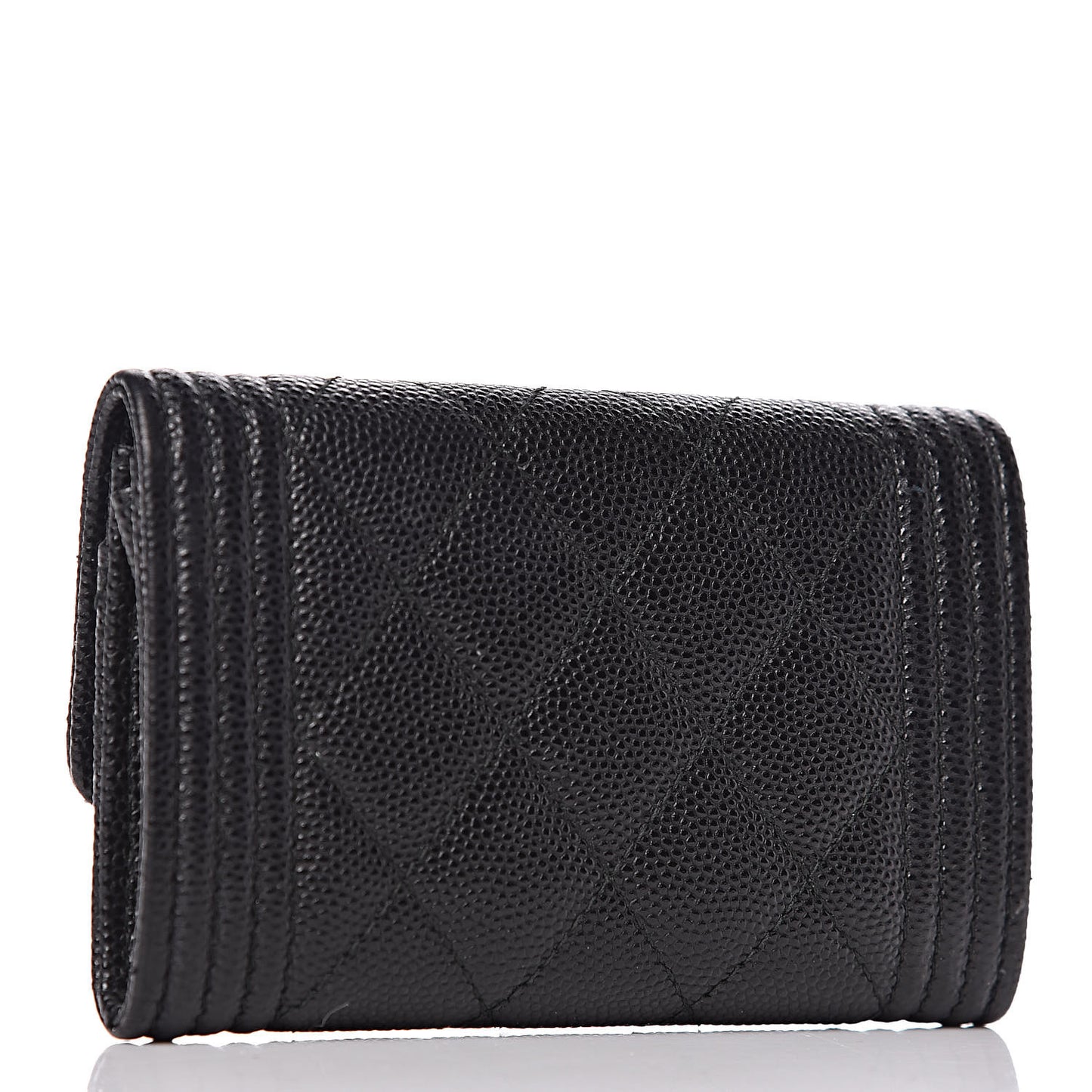 Caviar Quilted Boy Flap Card Holder Black