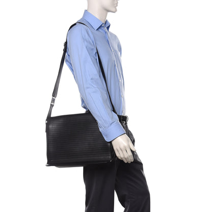 Christian Dior HOMME Calfskin Ribbed Messenger Black 2 of 10
