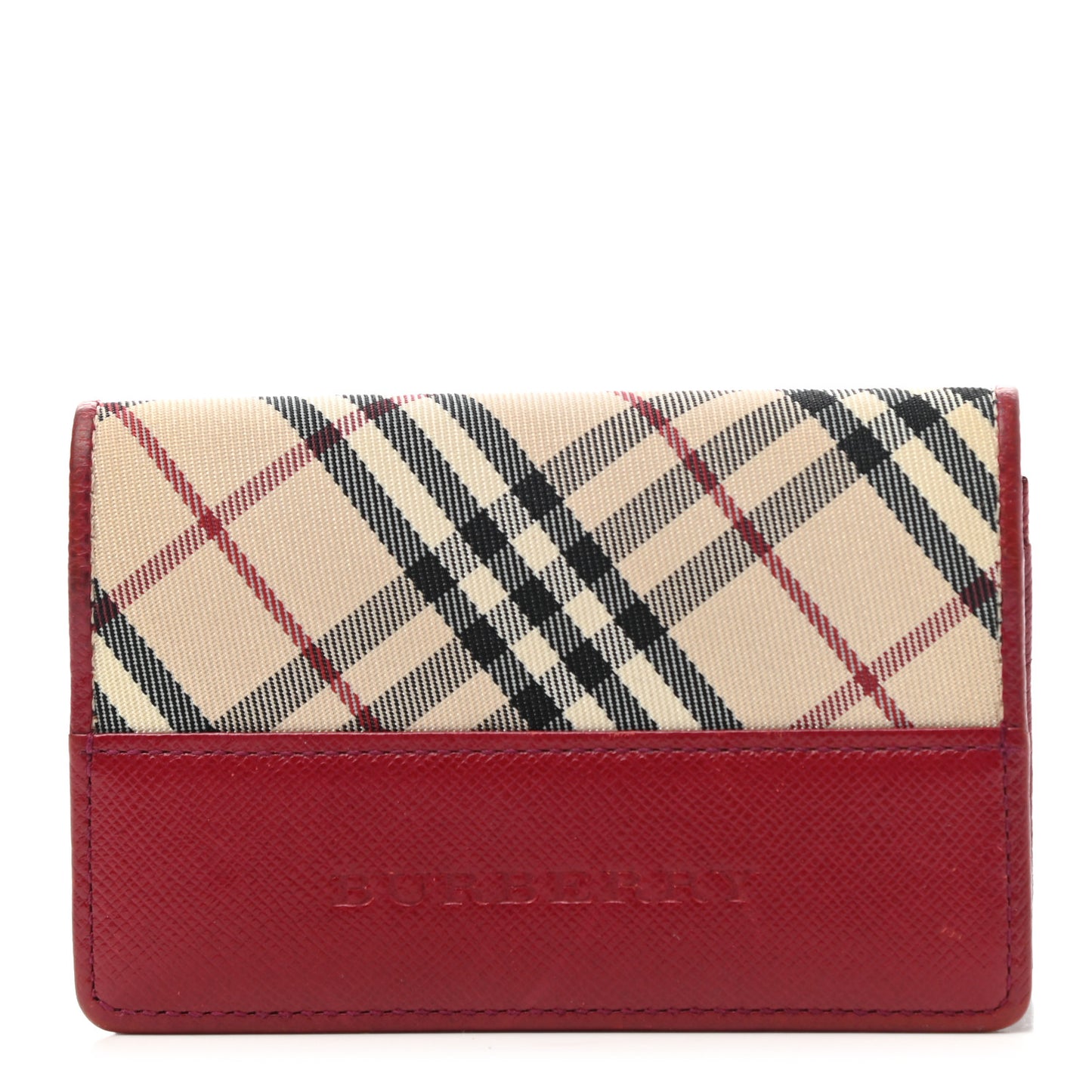 Calfskin Nova Check Flap Wallet Red