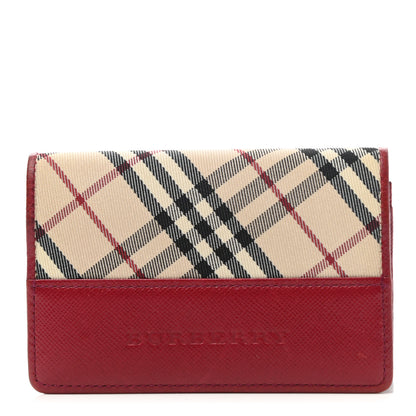 Burberry Calfskin Nova Check Flap Wallet Red 1 of 7