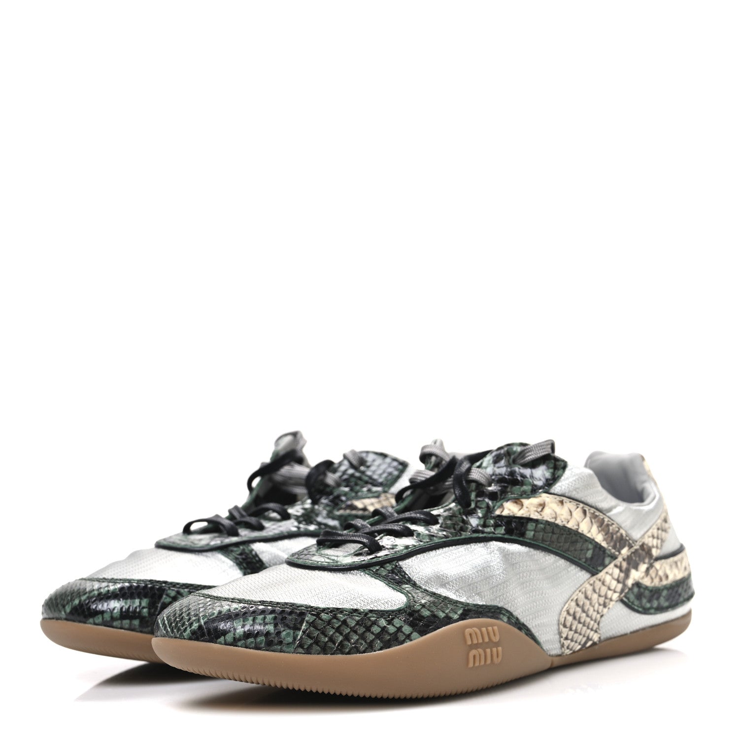 Miu Miu Nylon Technical Ayers Pitone Gymnasium Sneakers 39 Nube Abete 4 of 10