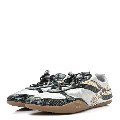 Miu Miu Nylon Technical Ayers Pitone Gymnasium Sneakers 39 Nube Abete 4 of 10
