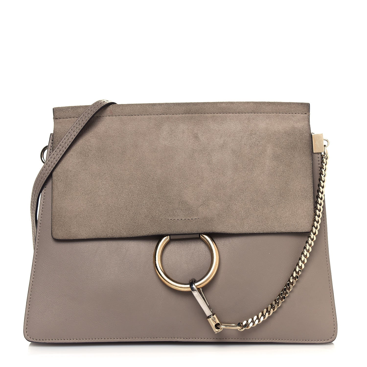 Chloe Calfskin Suede Medium Faye Shoulder Bag Motty Grey 1 of 13