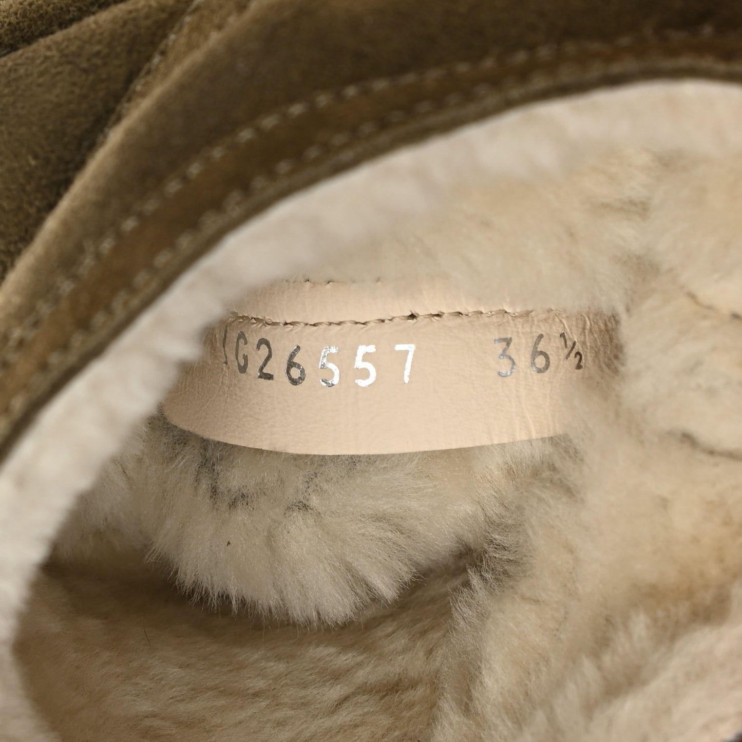 Suede Shearling Boots 36.5 Khaki