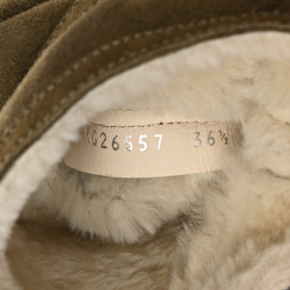 Chanel Suede Shearling Boots 36.5 Khaki 8 of 9