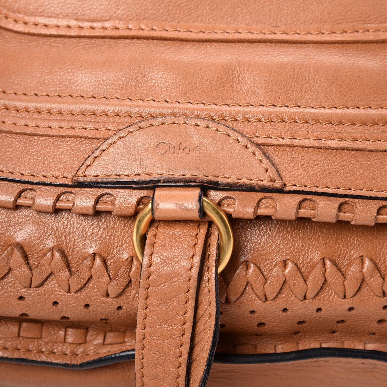 Chloe Calfskin Embroidered Medium Marcie Satchel Tan 8 of 10