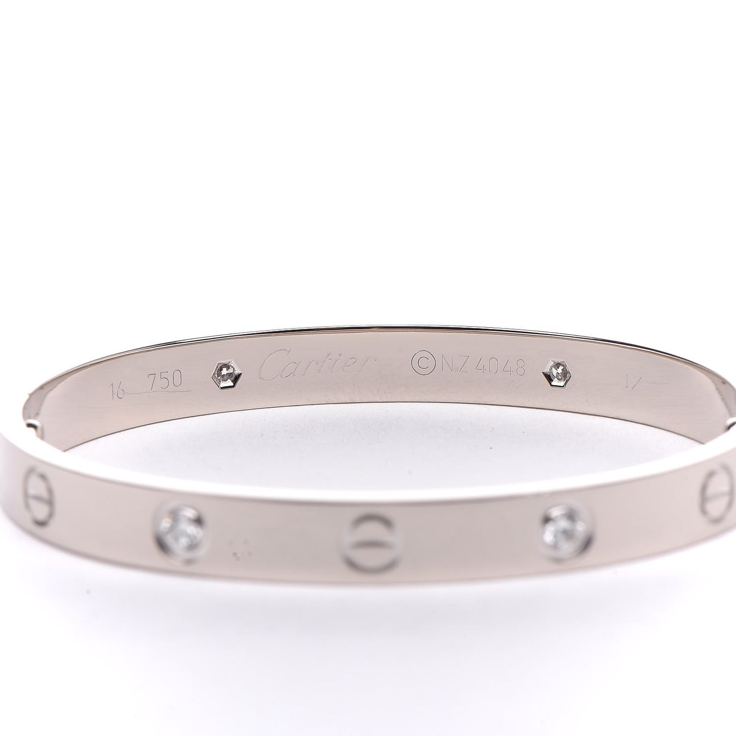 18K White Gold 4 Diamond LOVE Bracelet 16