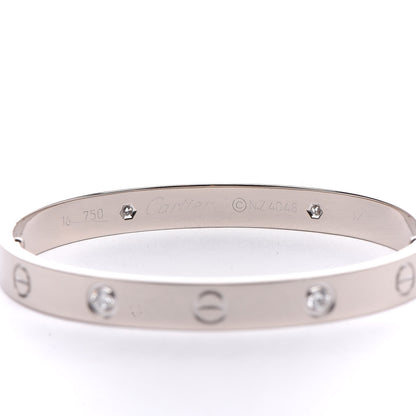 Cartier 18K White Gold 4 Diamond LOVE Bracelet 16 5 of 8