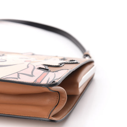 Prada Saffiano Patch Comics Light Frame Bag Caramel 9 of 10
