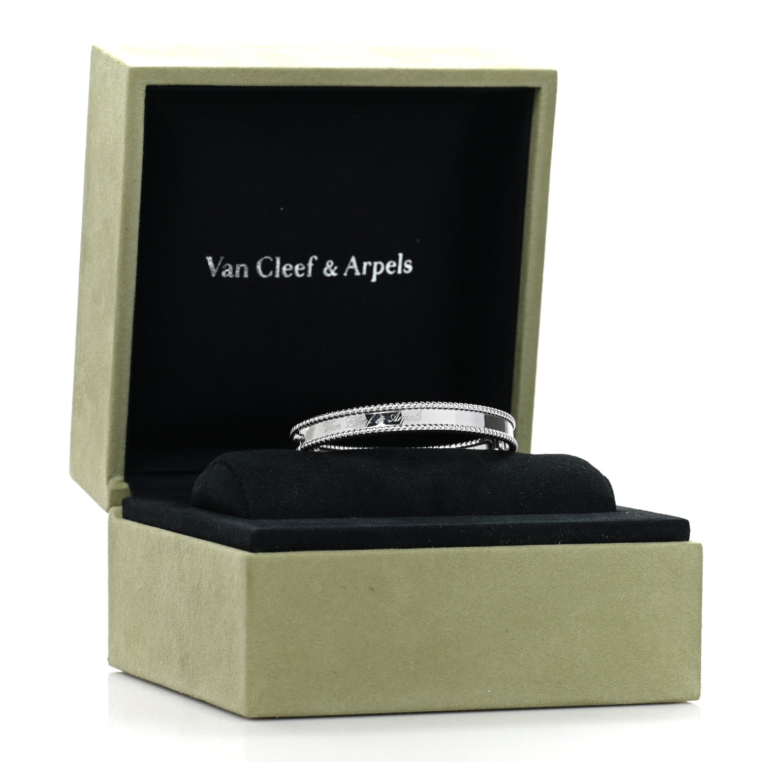Van Cleef & Arpels 18K White Gold Perlee Signature Bangle Bracelet S 4 of 4