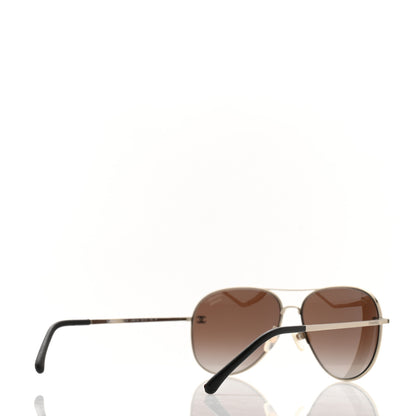 Chanel Metal Polarized CC Aviator Sunglasses 4189-T-Q Silver 4 of 7