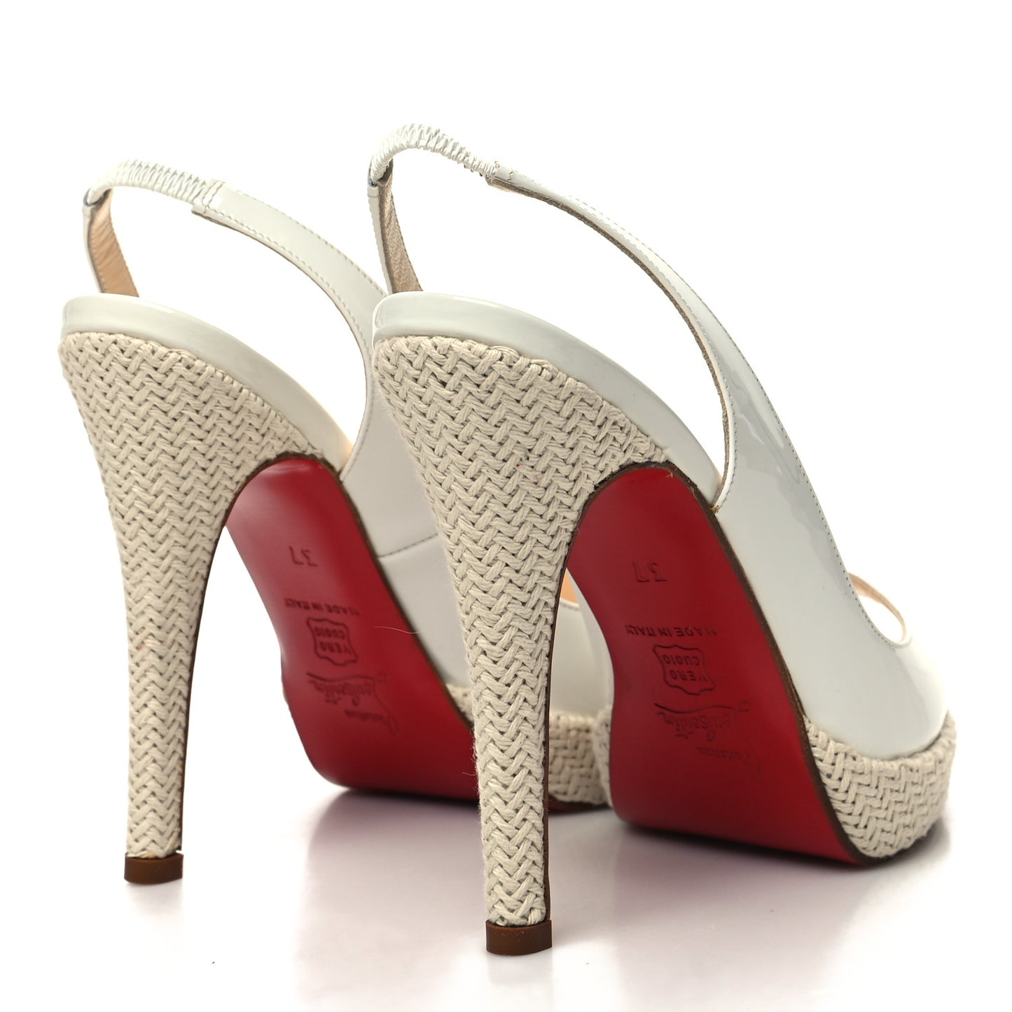 Patent YoYo Zeppa 120 Platform Slingback Peep Toe Pumps 37 White