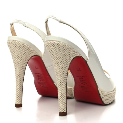 Christian Louboutin Patent YoYo Zeppa 120 Platform Slingback Peep Toe Pumps 37 White 4 of 7