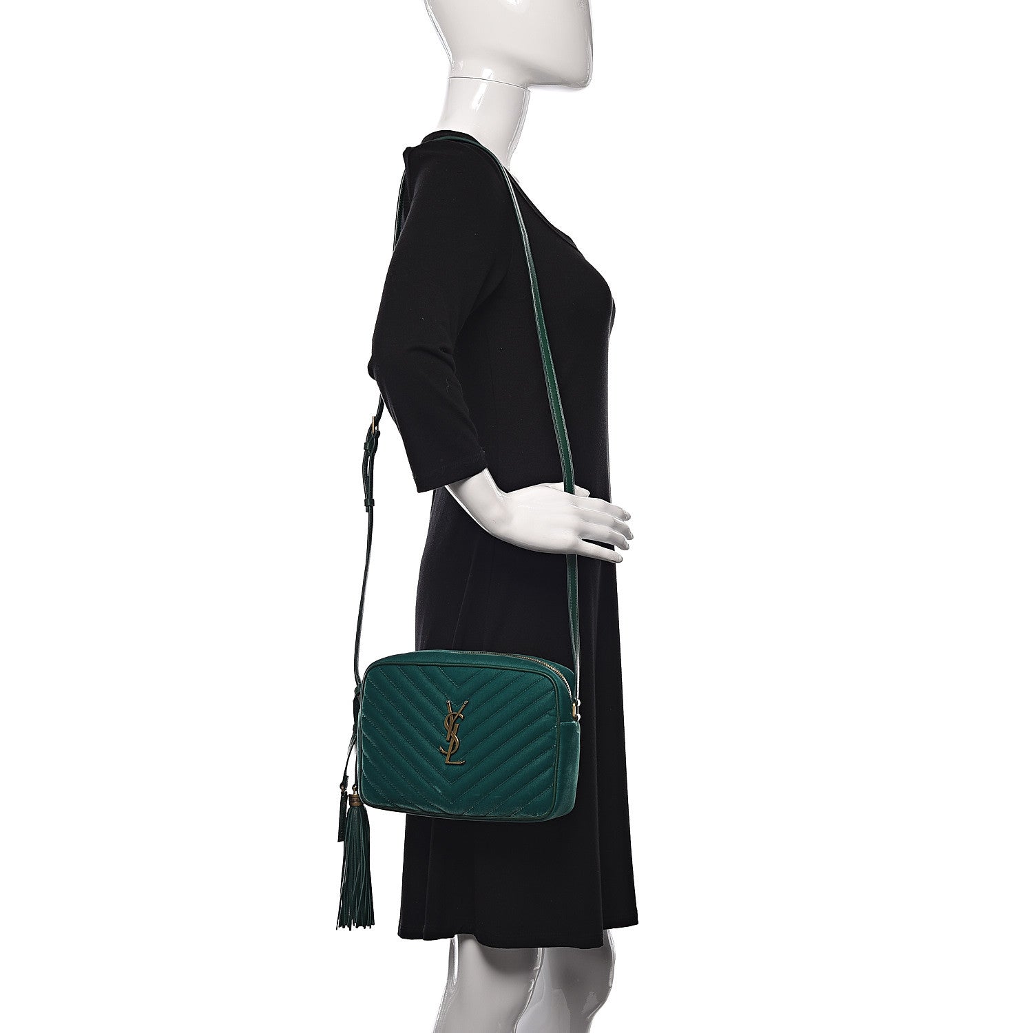 Saint Laurent Velvet Matelasse Monogram Lou Camera Bag Deep Malachite 2 of 9
